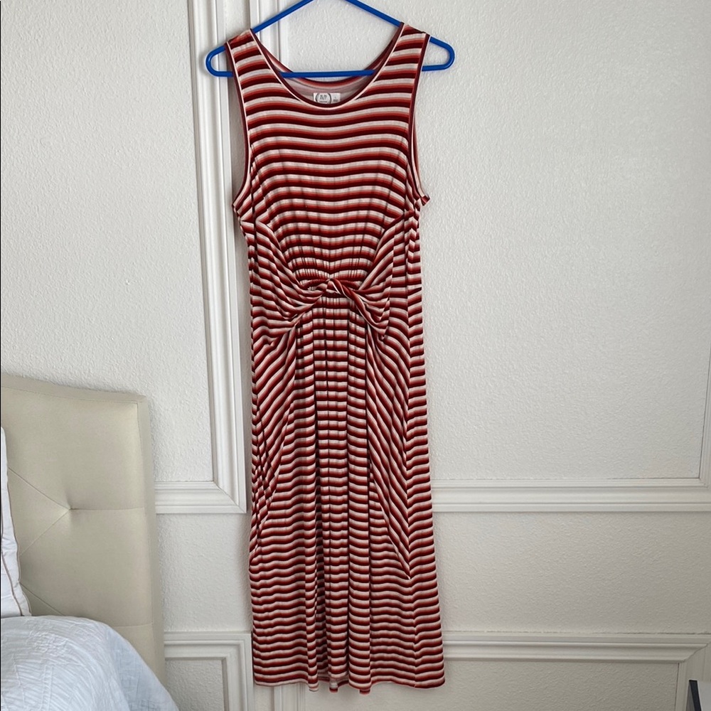 Red and White Striped Sleeveless Dress